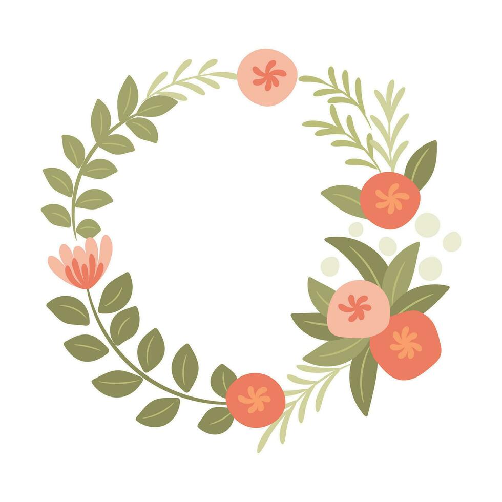 Abstract foliage wreath. Vector illustration.