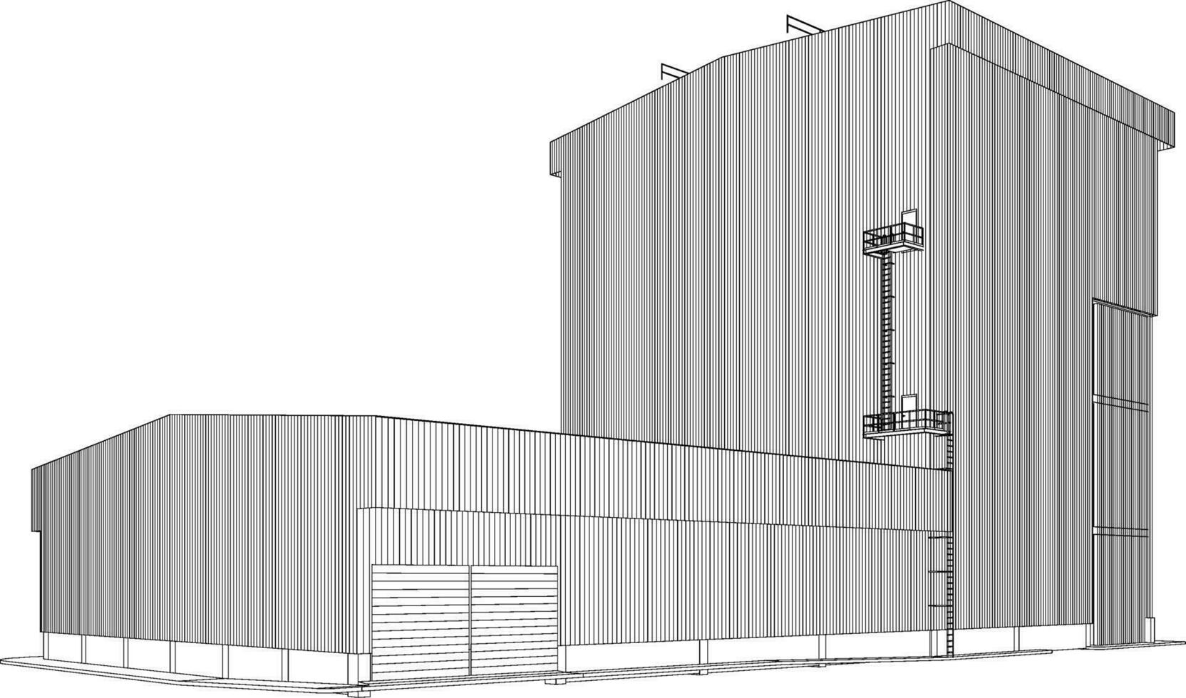 3D illustration of industrial building vector