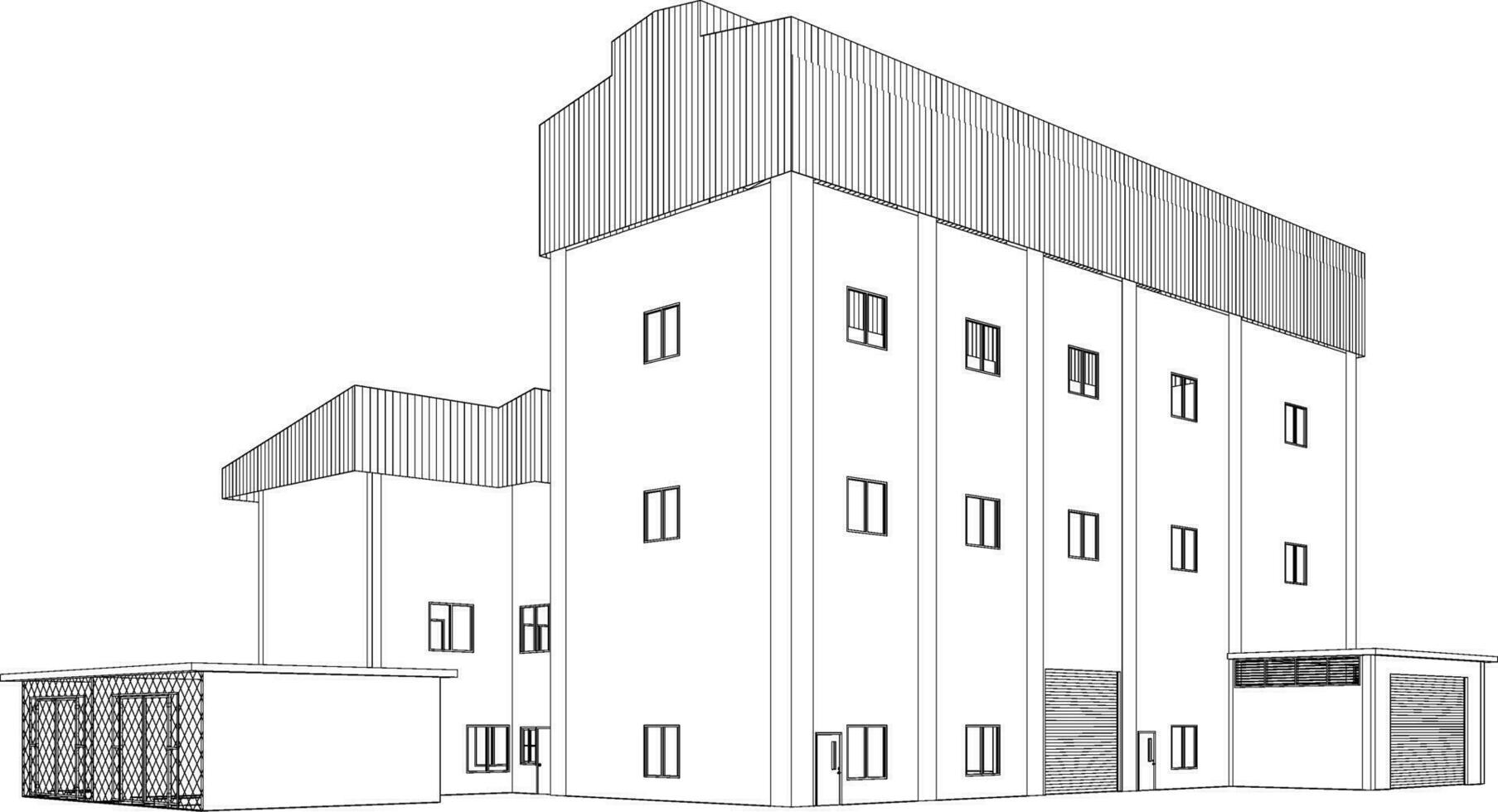 3D illustration of industrial building vector