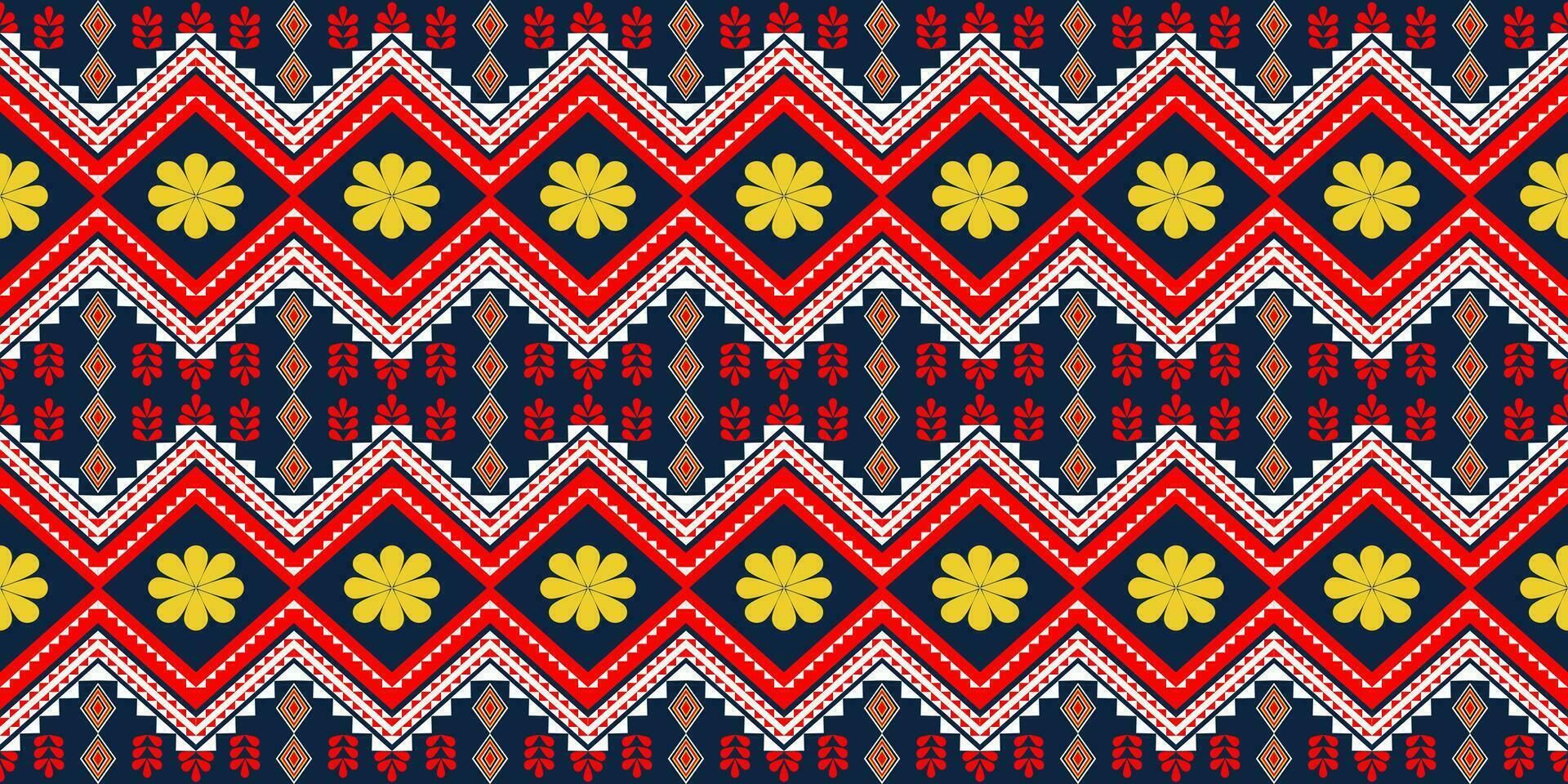 Ethnic pattern of  flower  and geometric for background, carpet, wallpaper, clothing, wrapping, Batik, fabric and etc. vector