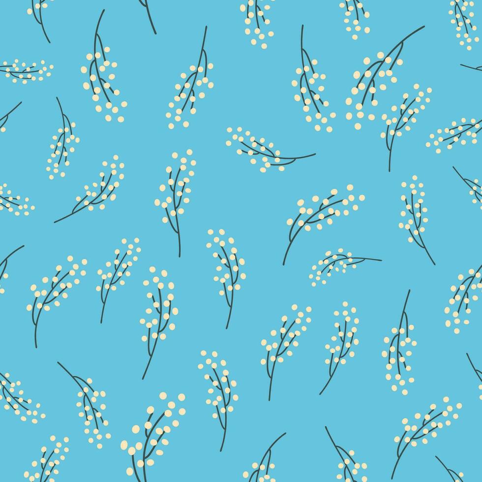 Spring seamless pattern with lily of the valley flowers. vector