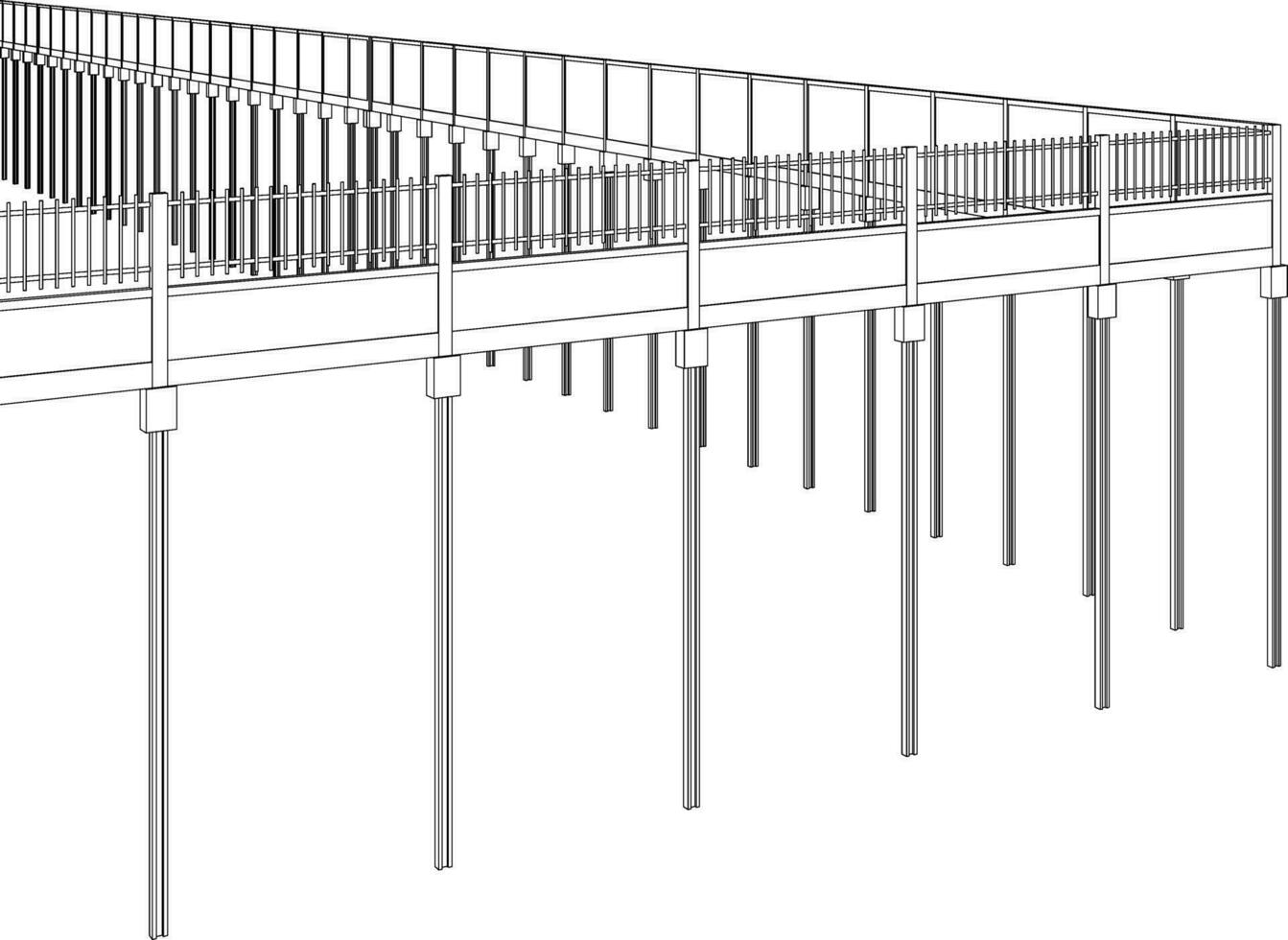 3D illustration of fence and wall vector