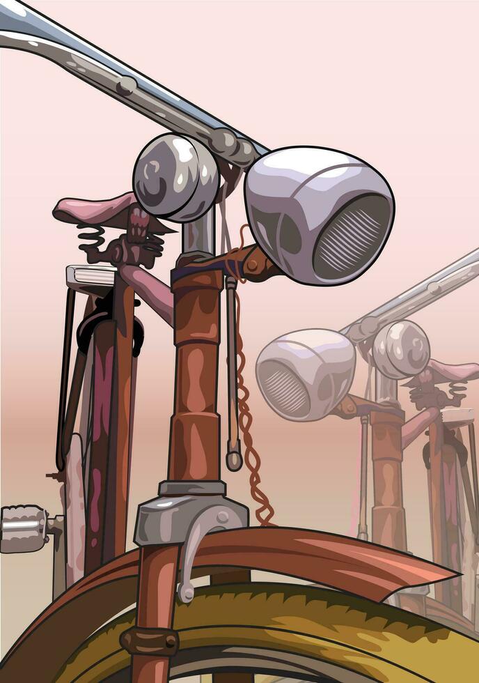 Antique bycicle vector realistic for background, leaflet, brochure.
