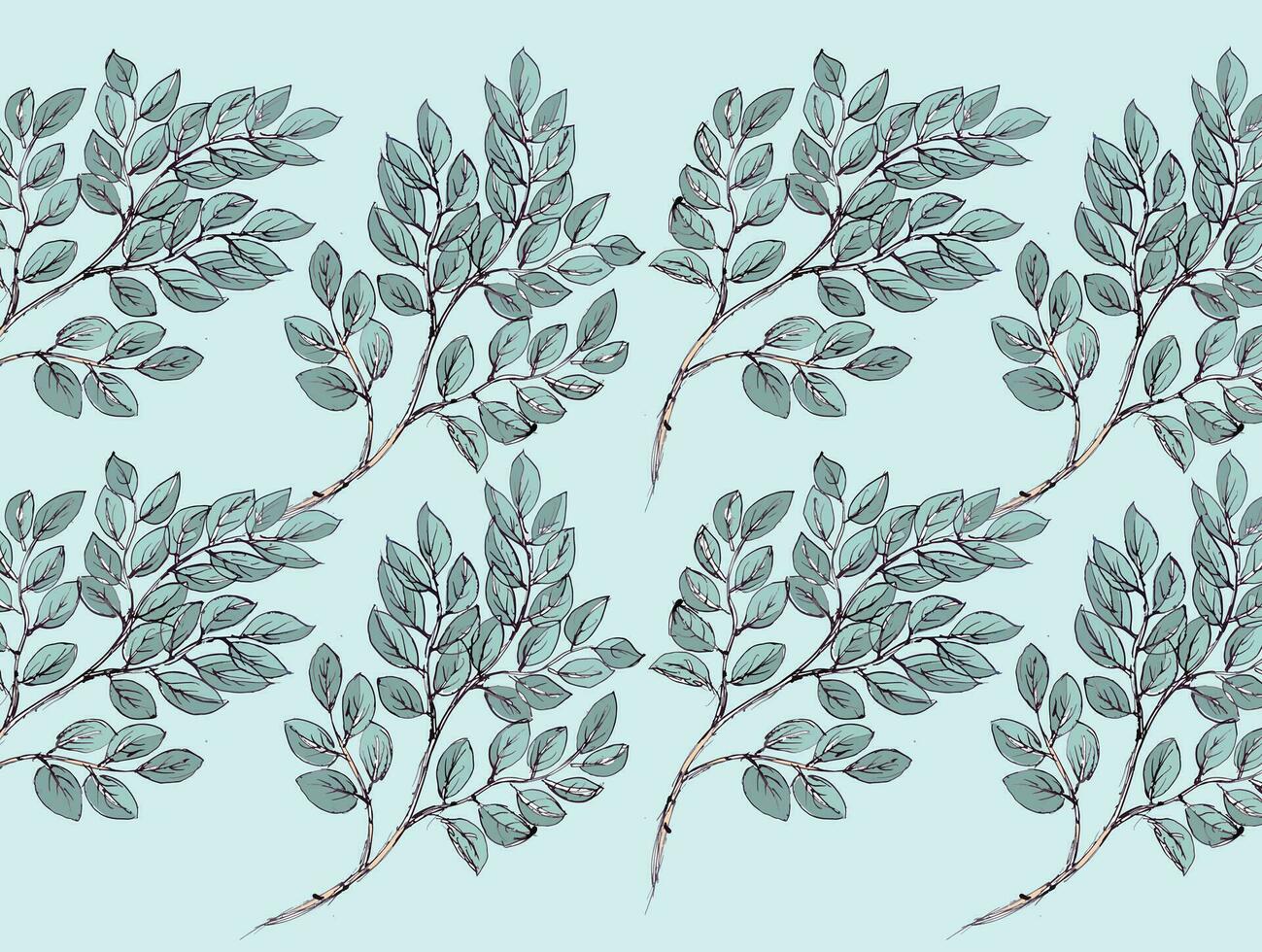 Leaf plant pattern vector for background with green soft color.