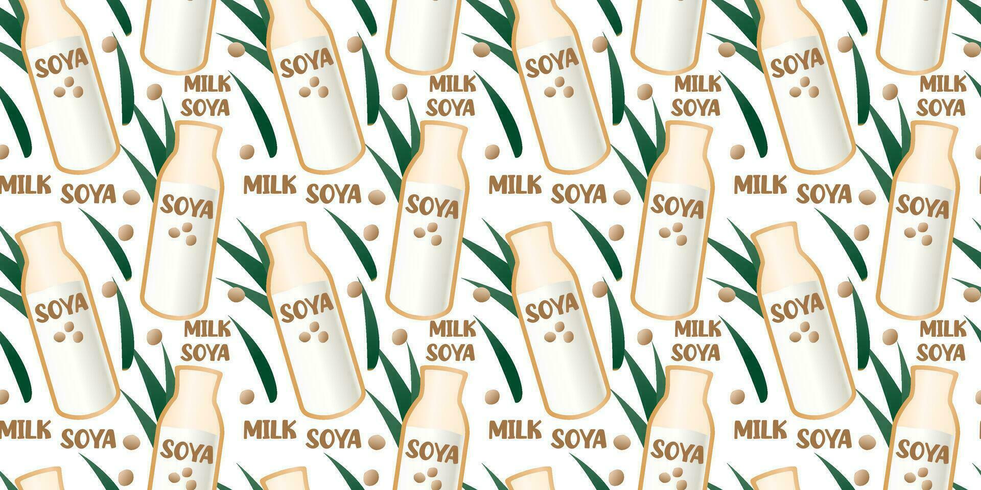 Soy milk seamless pattern. Plant-based milk. Vegan products. Vector. Perfect for various projects like textiles, paper crafts, and more. vector