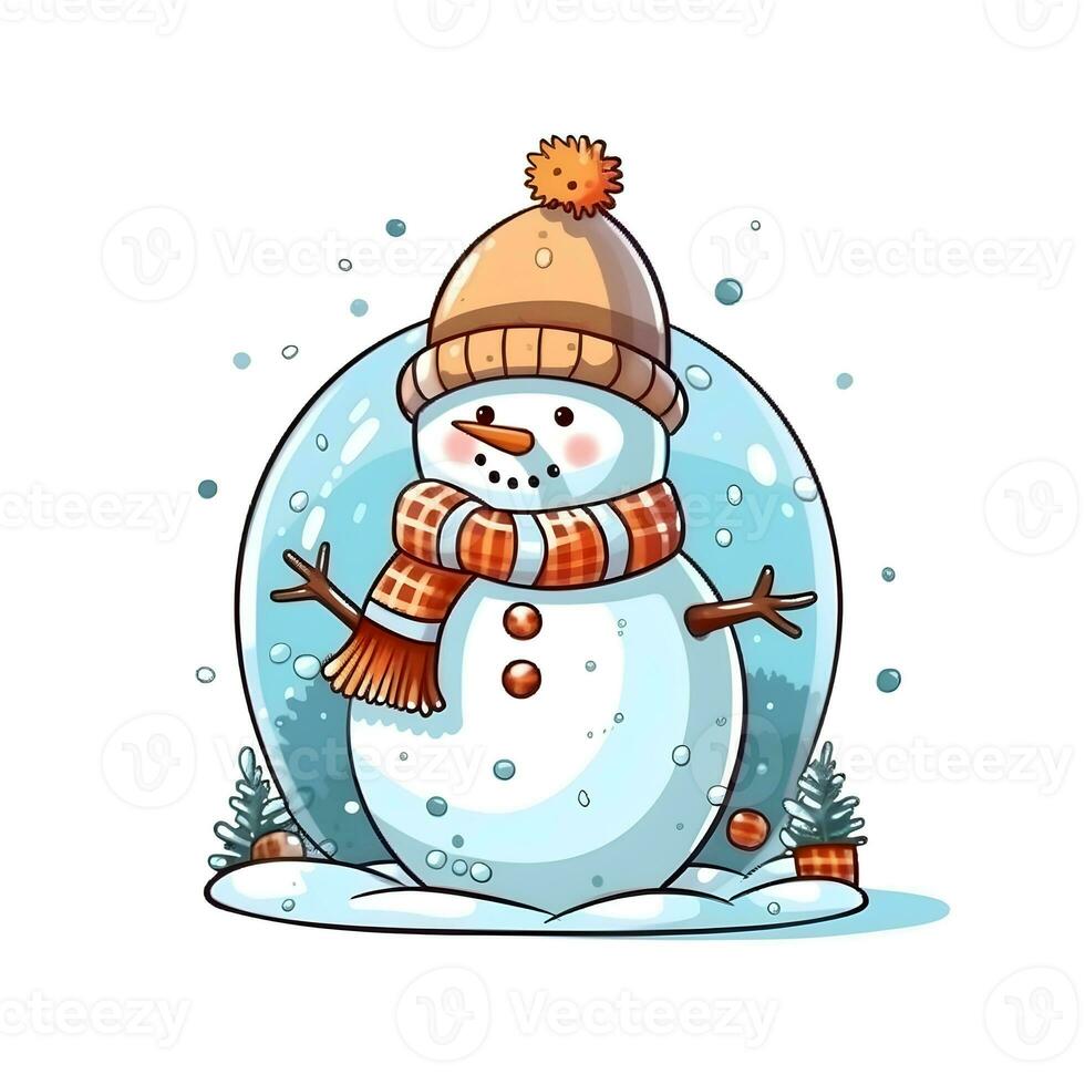 christmas snow character winter happy illustration merry holiday cartoon generative Ai. photo