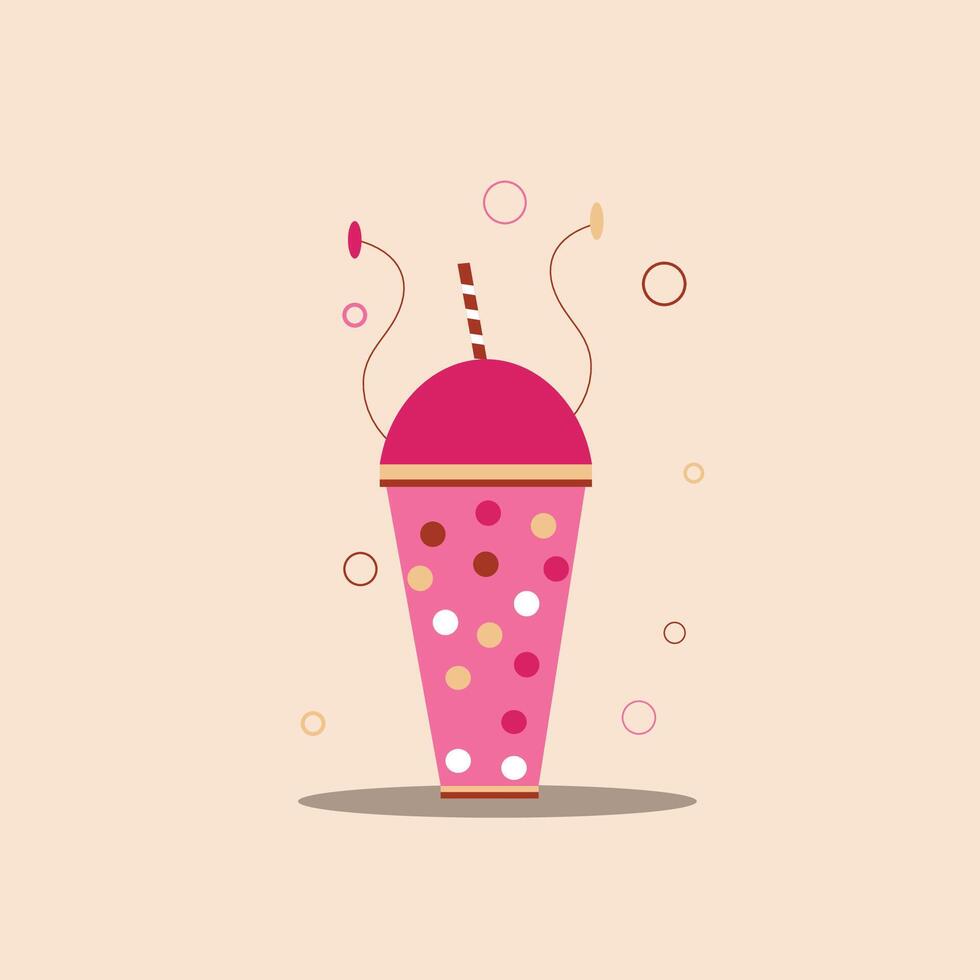 pink bubble tea with a straw and bubbles 29608187 Vector Art at Vecteezy