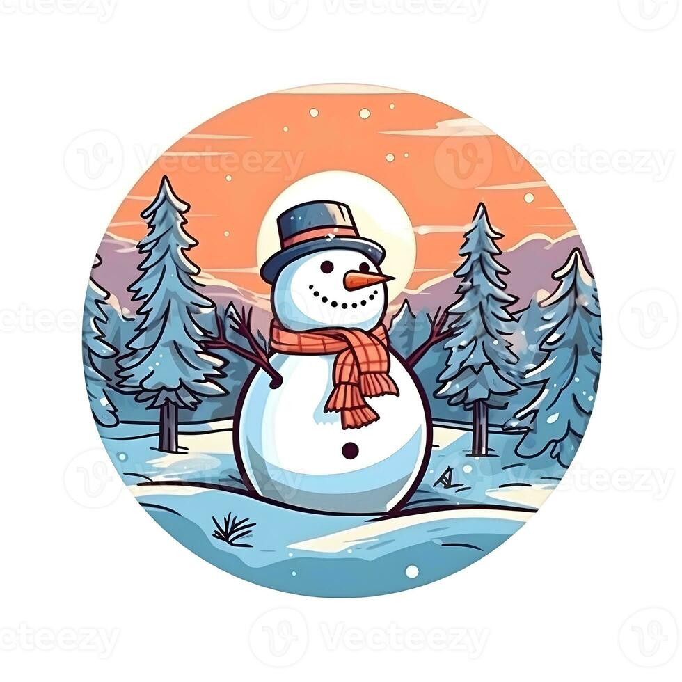 Navidad nieve personaje invierno contento ilustración alegre fiesta dibujos animados generativo ai. foto