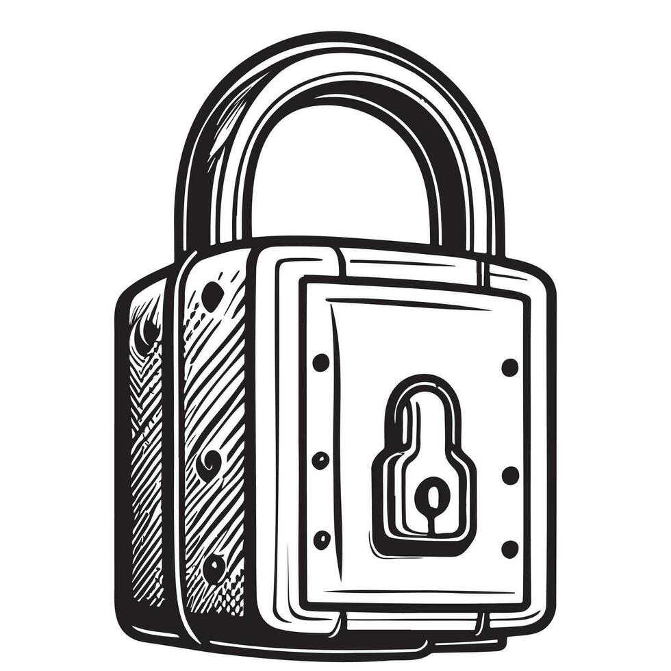 Padlock vintage barn hand drawn sketch Vector illustration