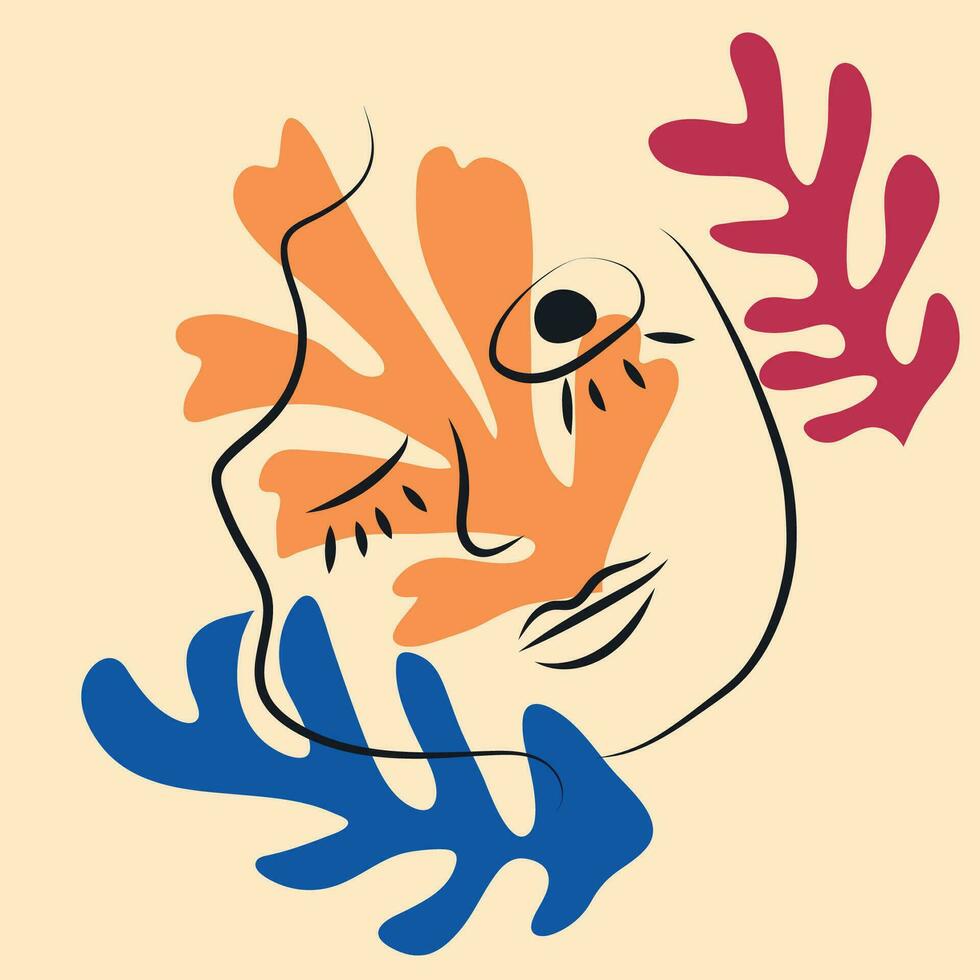 inspirado en matisse hembra cifras en diferente poses con flores en un minimalista estilo vector