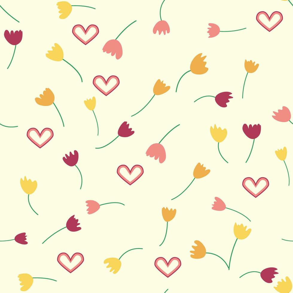 Floral vintage seamless pattern. Hippie flower power retro textile print. Groovy botanical wallpaper vector