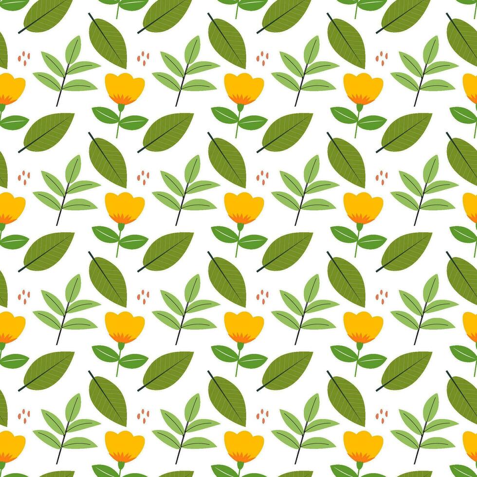 Repeat pattern leaf and flower flat illustration vector