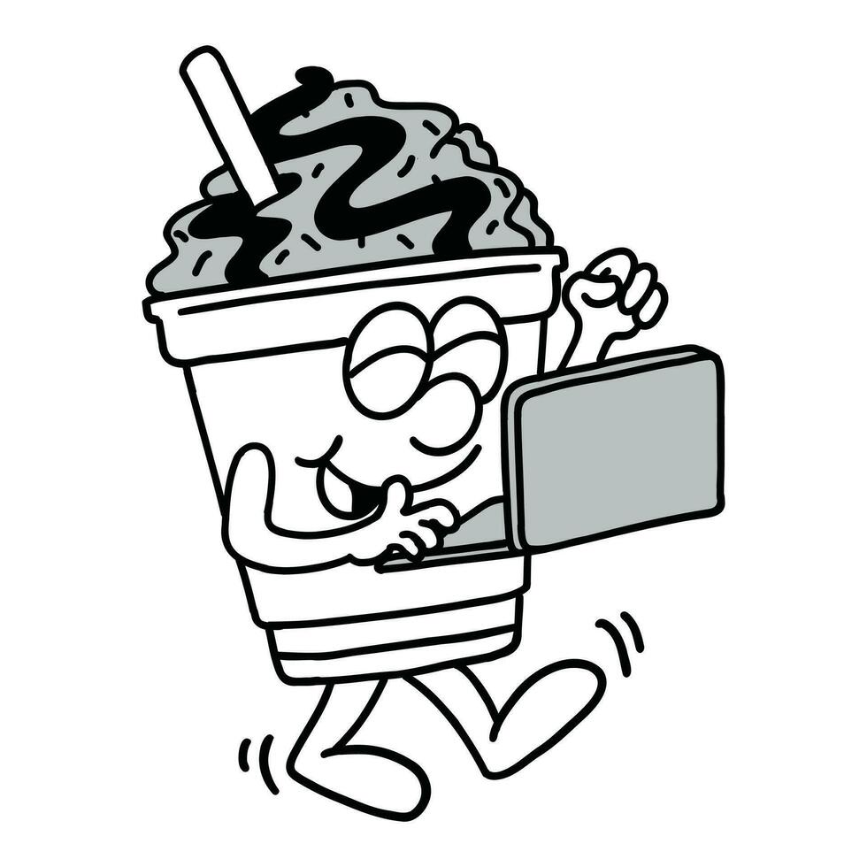 mano dibujado café mascota dibujos animados ilustración vector