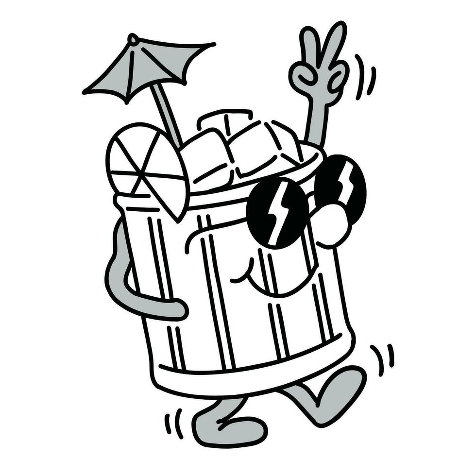 Hand drawn coffee mascot cartoon illustration vector