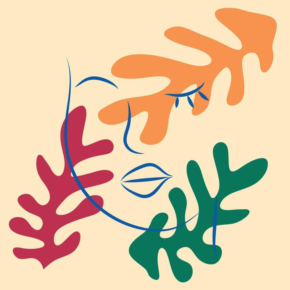 Matisse-inspired female figures in different poses with flowers in a minimalist style vector