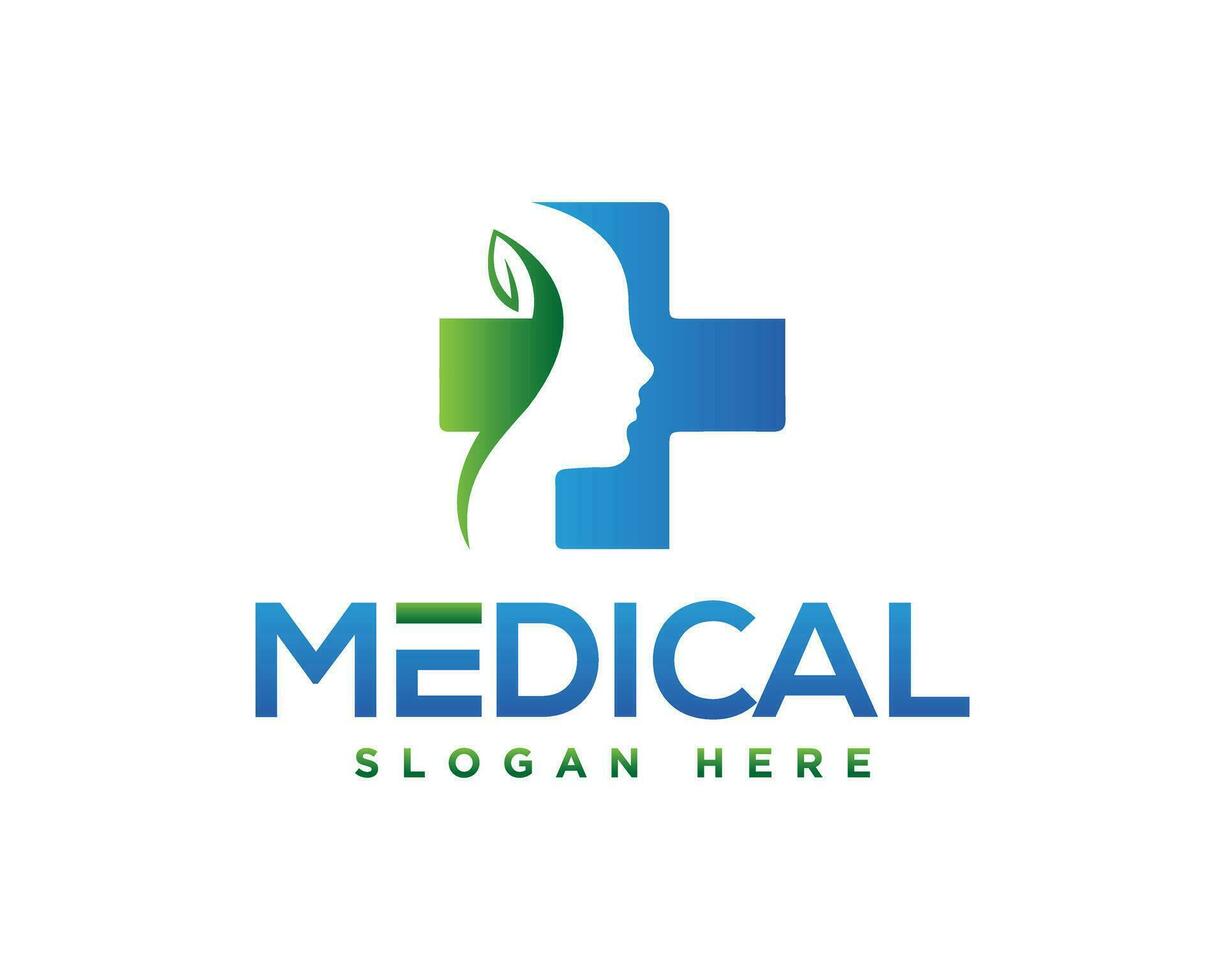 Human in Cross Medical Logo Design Vector Illustration.