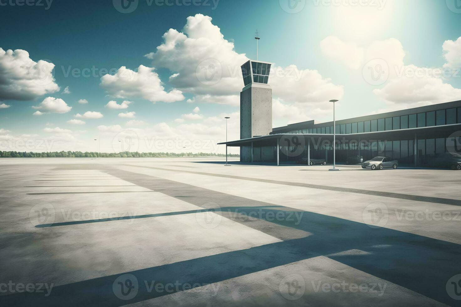 Control tower at the airport. Neural network AI generated photo