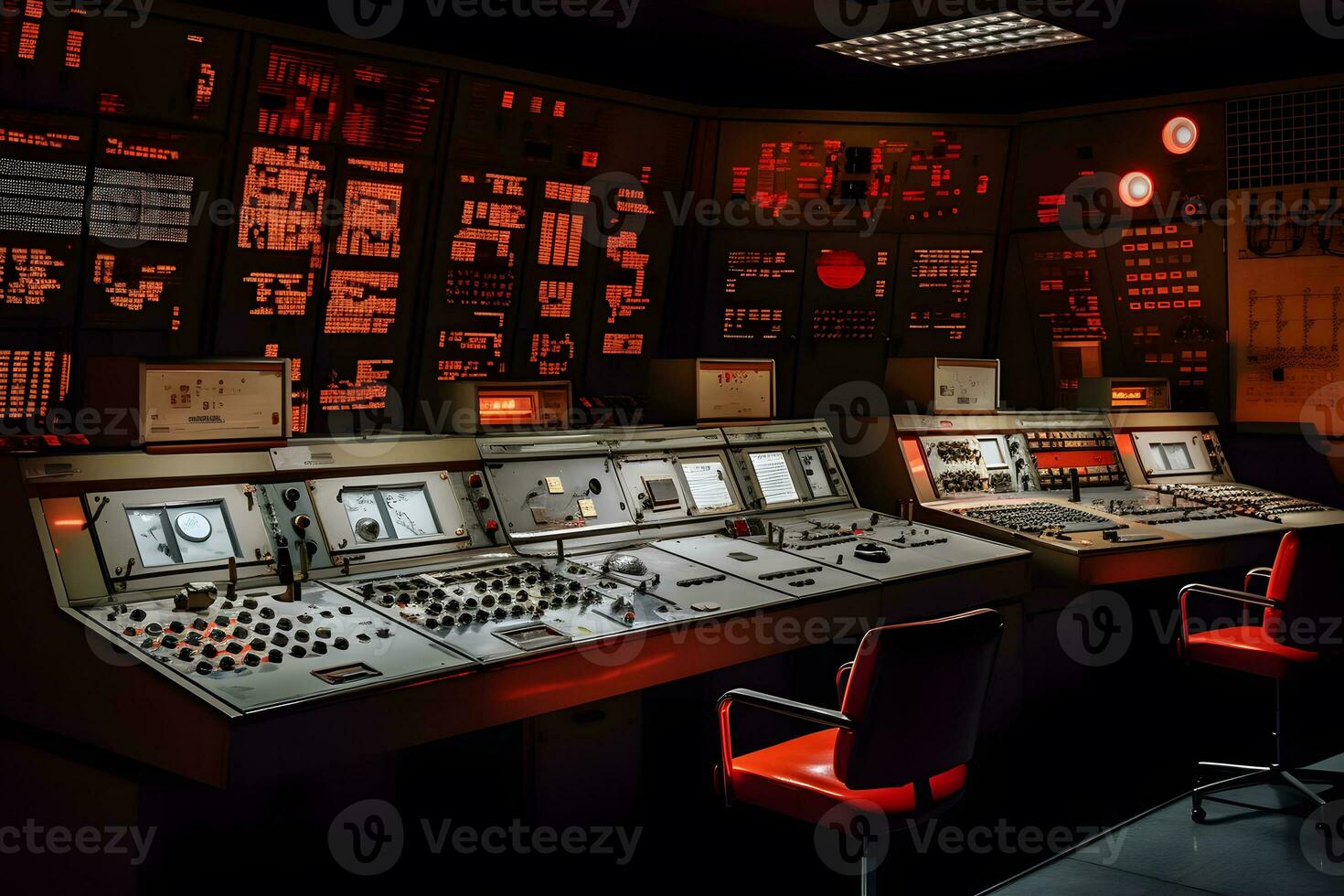 Control panel at a nuclear power plant. Neural network AI generated photo