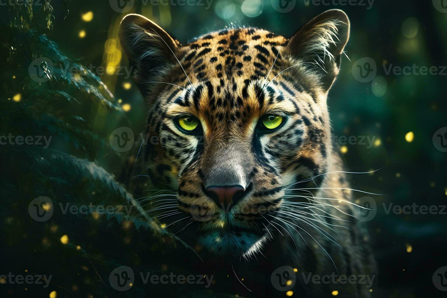 leopard portrait close up on dark background. Neural network AI generated photo