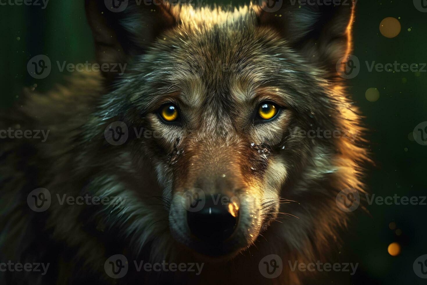 gris lobo retrato cautivo animal. neural red ai generado foto