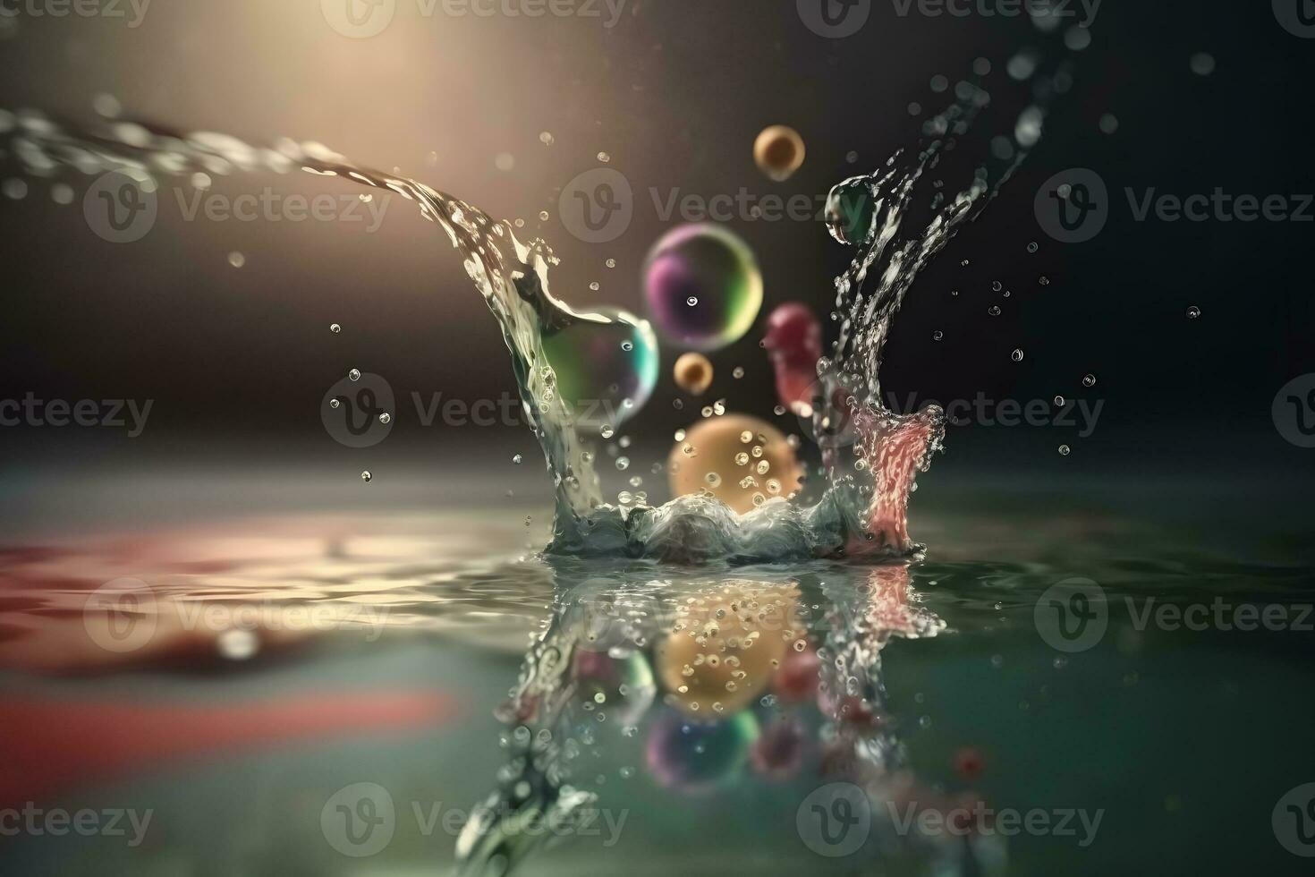 Water splash. Falling drop of rain. Neural network AI generated photo