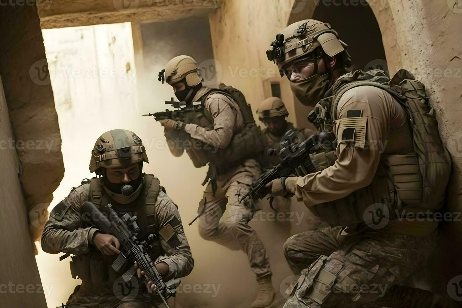 nosotros Ejército especial efectivo grupo soldado. neural red ai generado foto