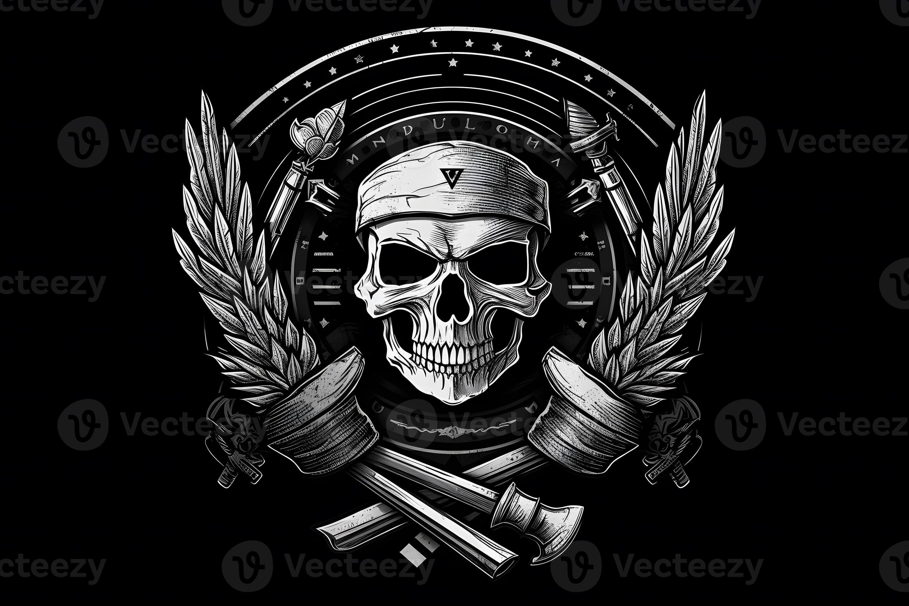 Themed gaming clan emblem in dark tones. Neural network AI generated