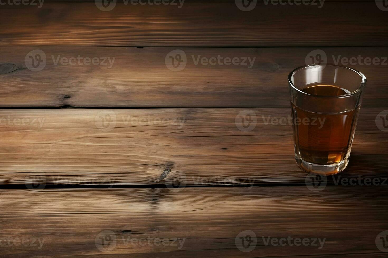 close up of a shot of whiskey on a bar top. Neural network AI generated photo