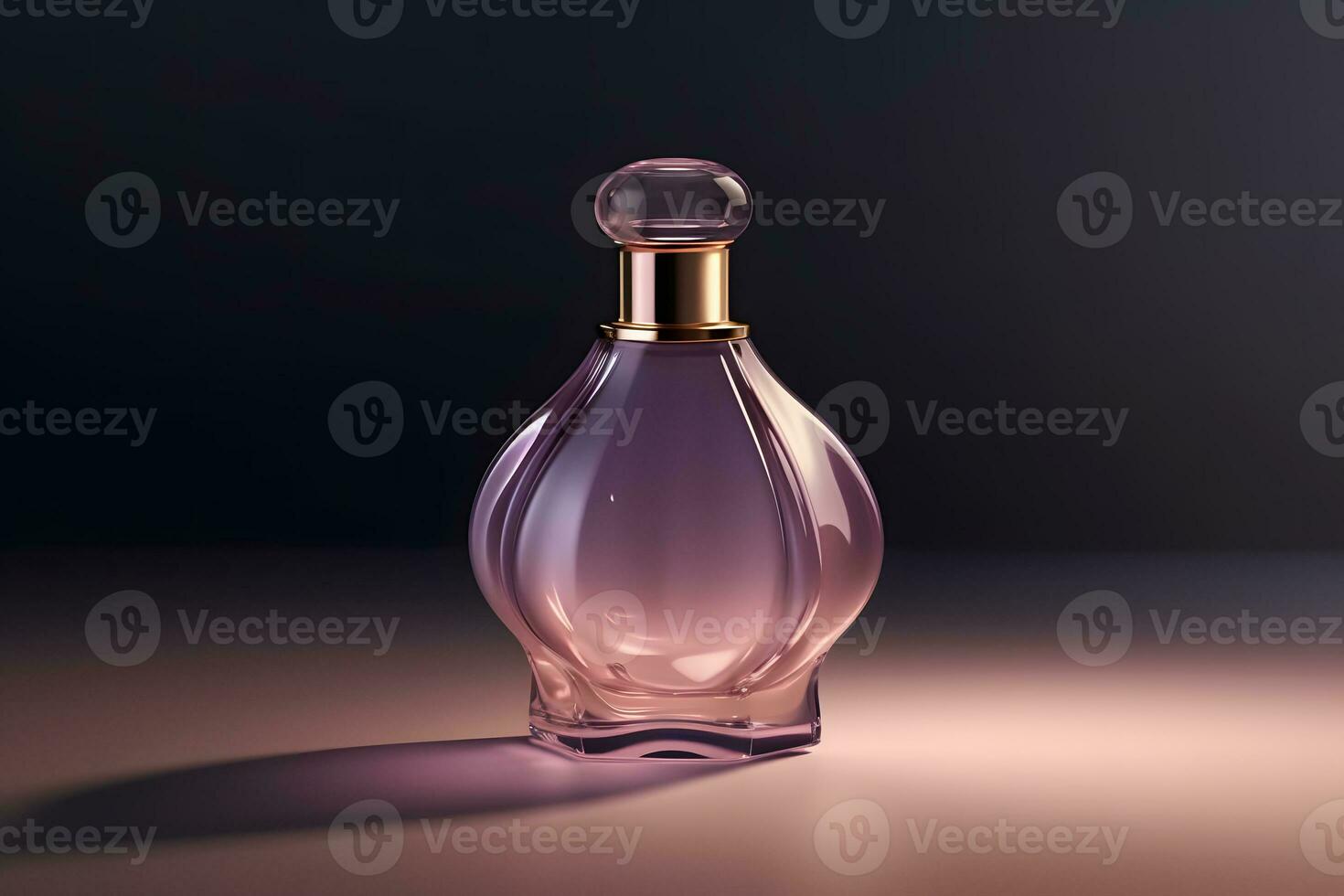 Purple glass perfume bottle mockup. Neural network AI generated photo