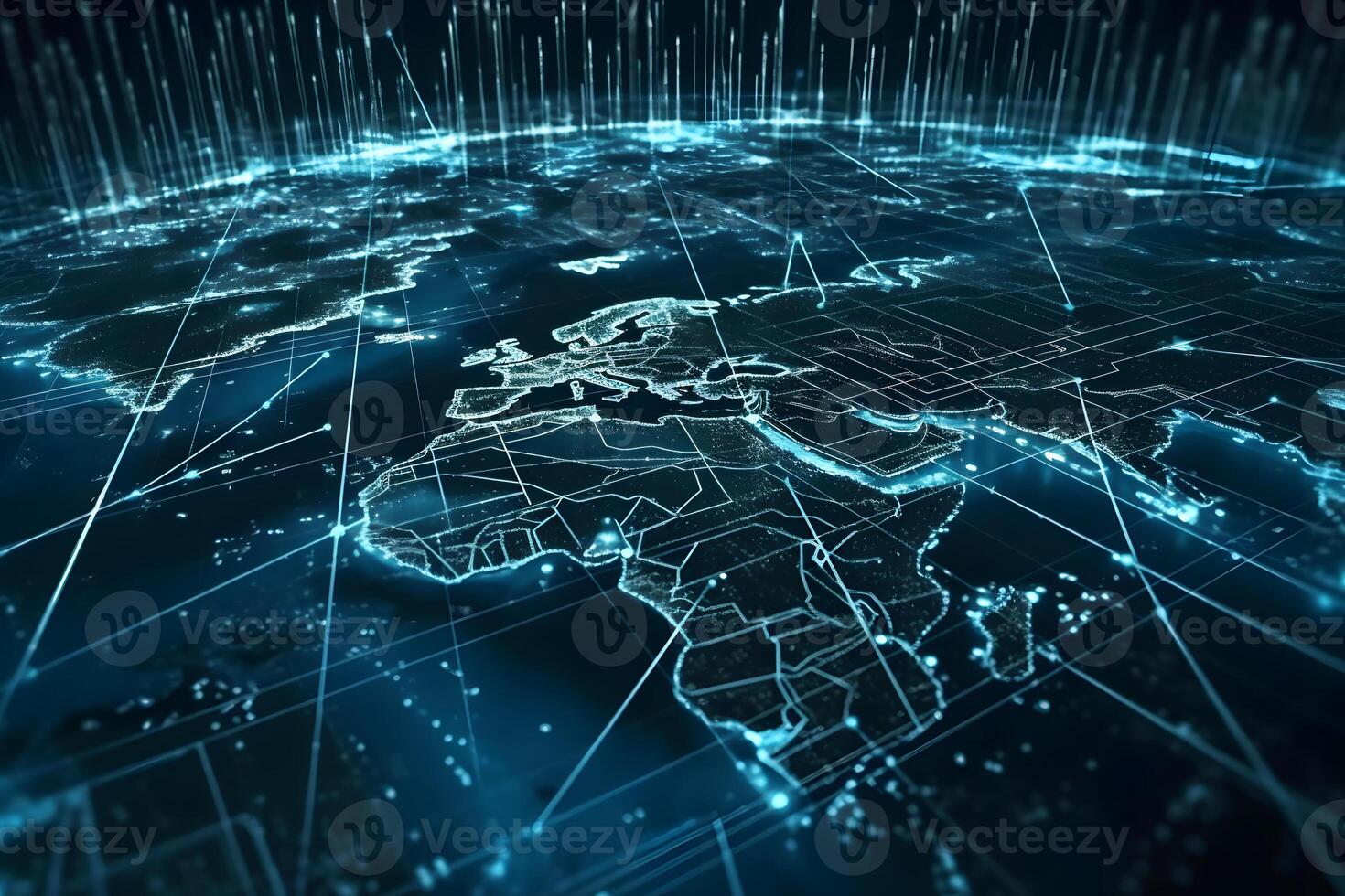Digital hologram of planet earth Neural network AI generated photo