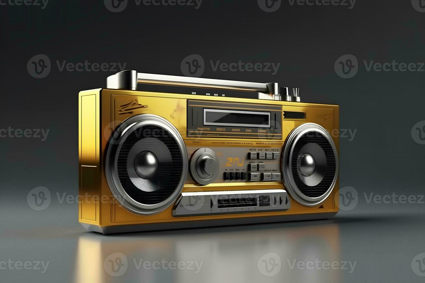 Retro radio cassette recorder ghetto blaster. Neural network AI generated photo