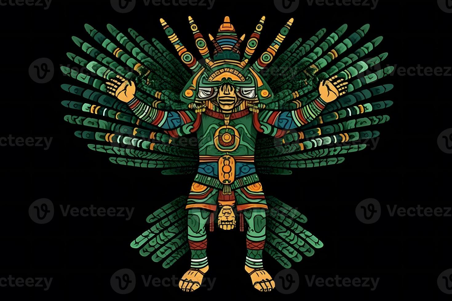 Arte de azteca maya dios. neural red ai generado foto