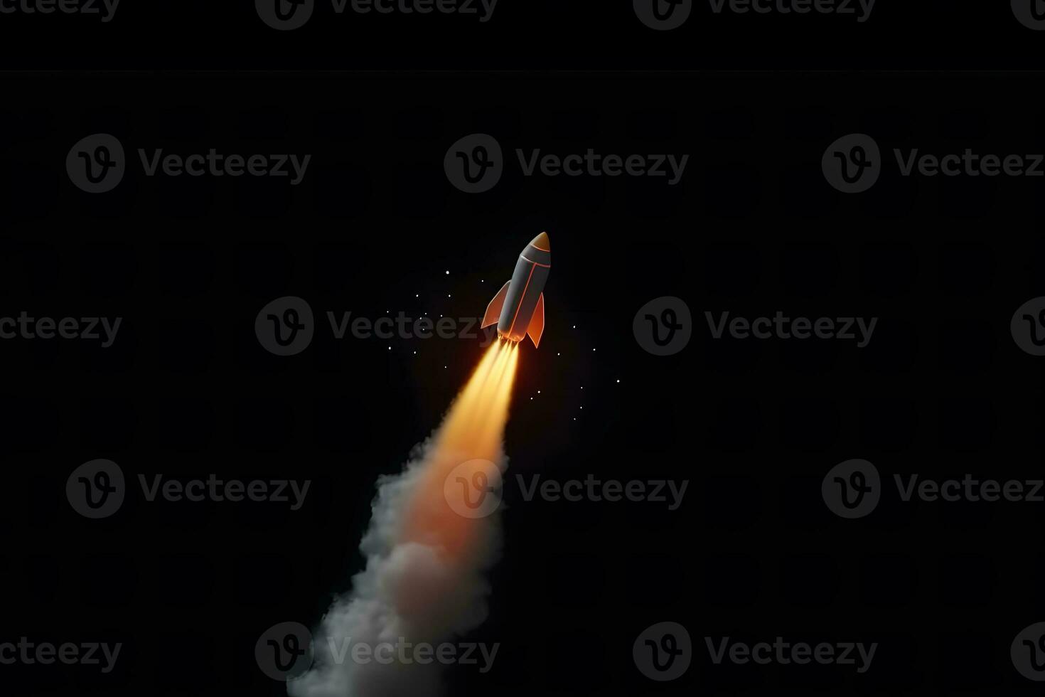 Rocket is flying on the sky,start up concept. Neural network AI generated photo