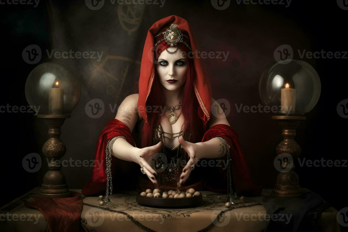 gótico fantasía mujer bruja. neural red ai generado foto