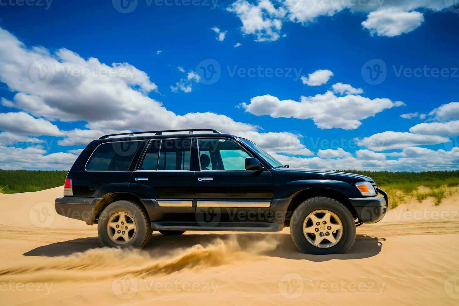 Suv car in dessert. Neural network AI generated photo