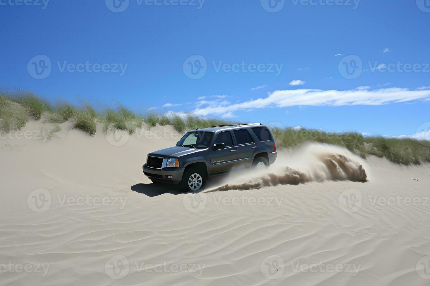 Suv car in dessert. Neural network AI generated photo