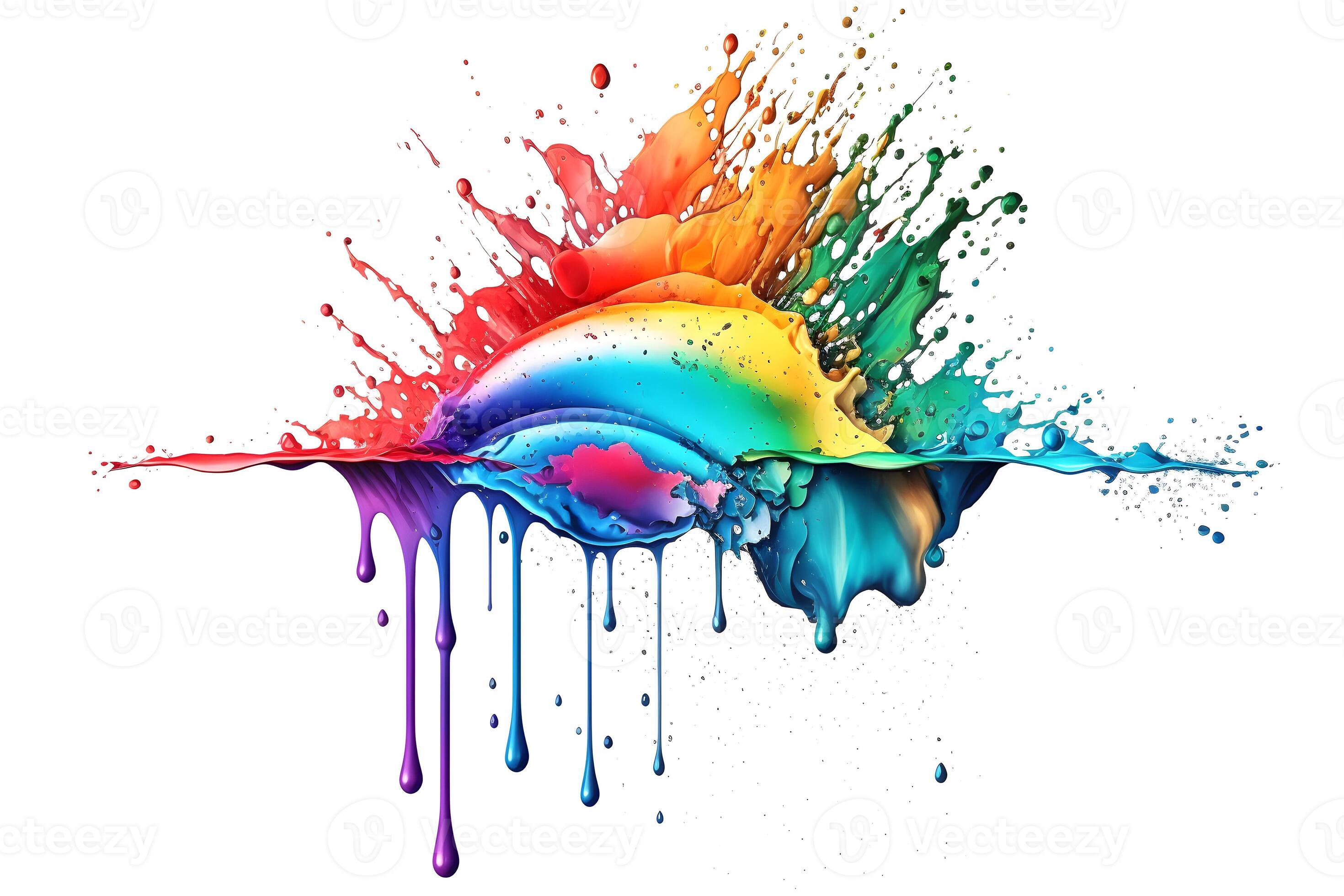 Abstract paint color splatter isolated on white background. Bunch of