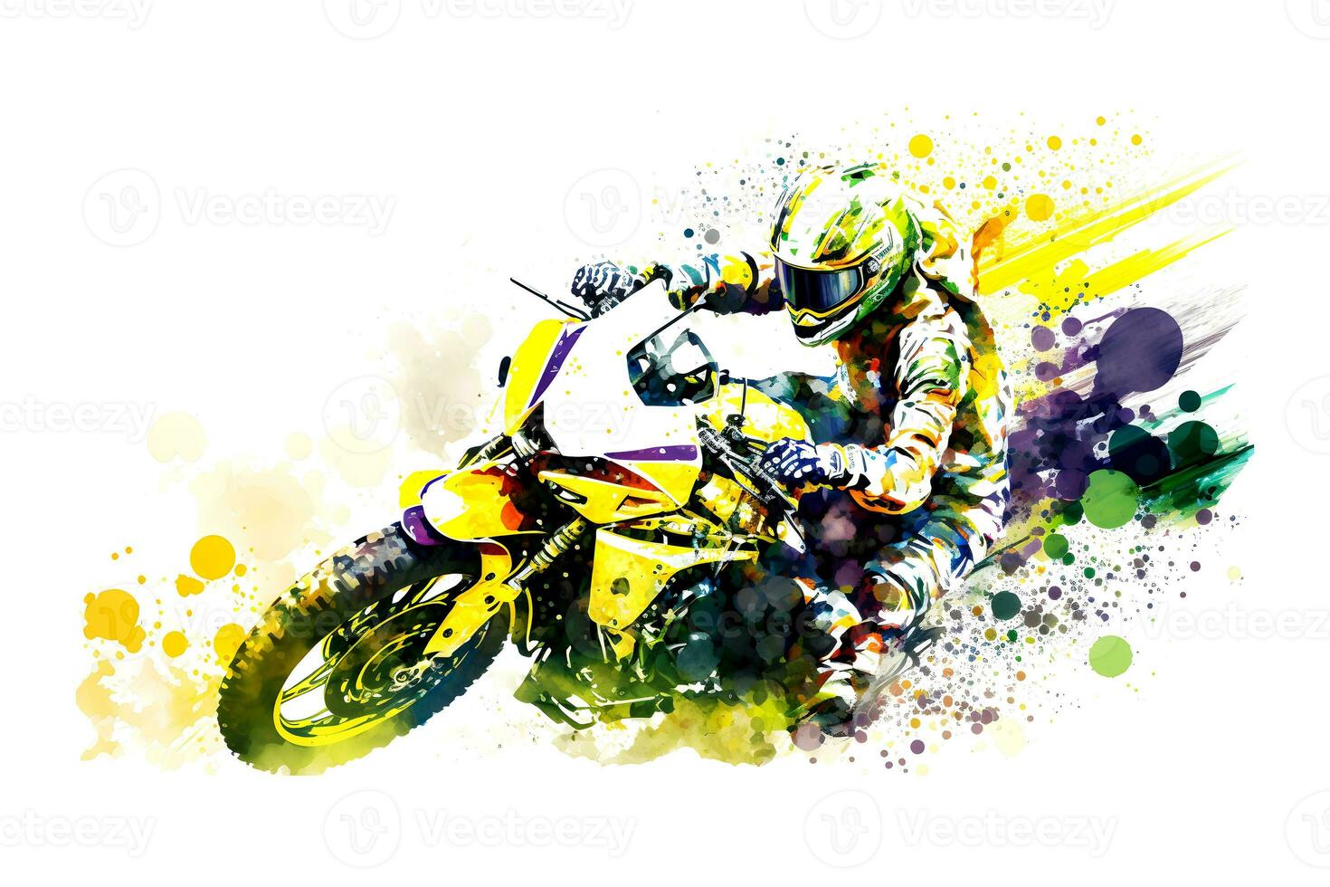 Aufkleber von Biker auf Sport Motorrad im Aquarell Stil auf Weiß  Hintergrund. neural Netzwerk generiert Kunst 23467694 Stock-Photo bei  Vecteezy