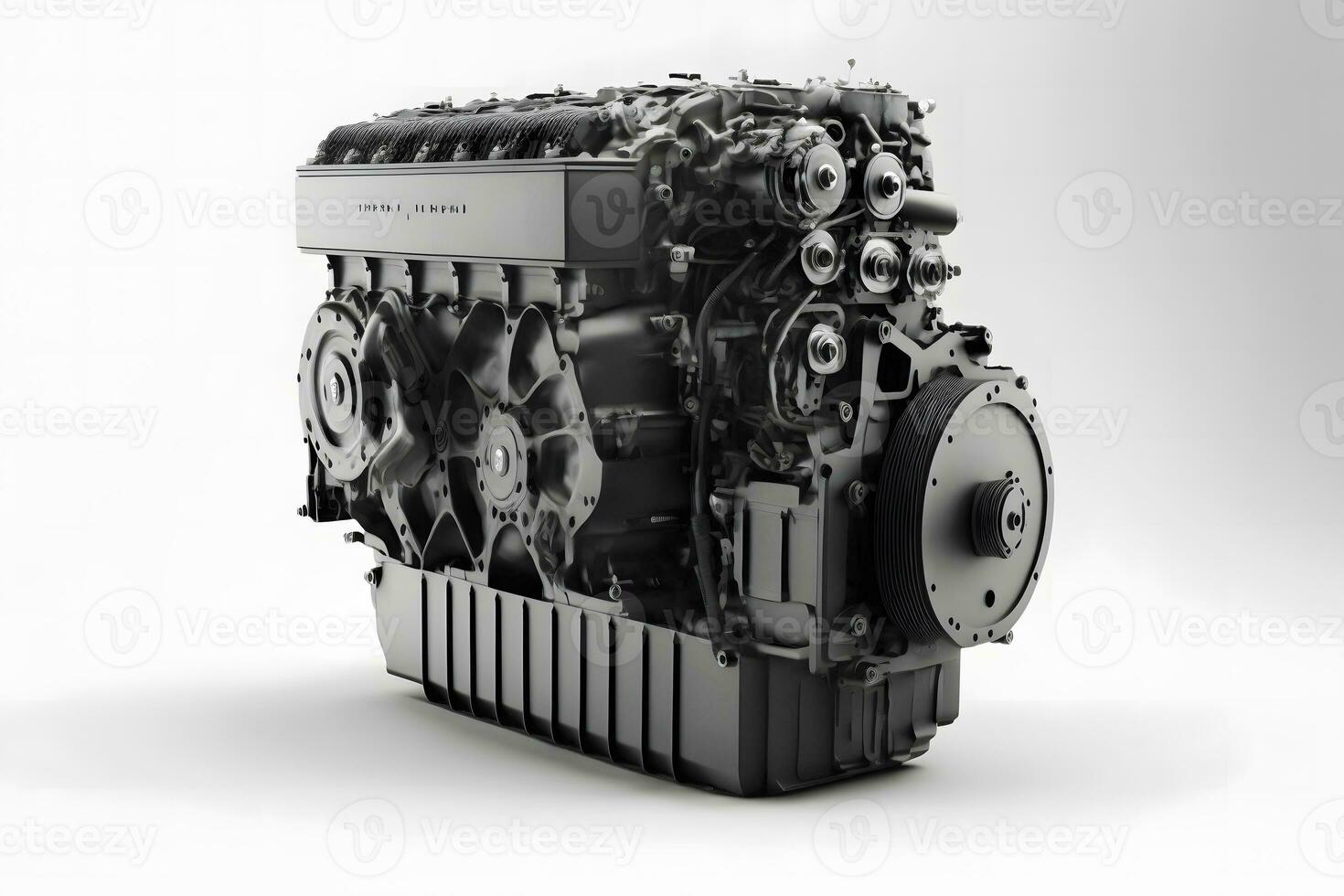 Modern car engine on white background. Neural network generated art photo