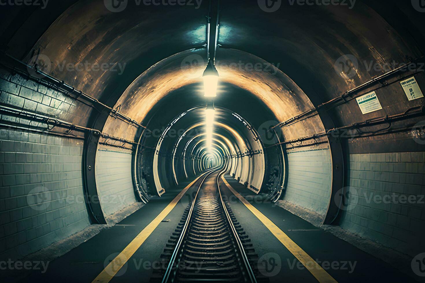 subterráneo subterraneo túneles en sucio obsoleto condición. neural red generado Arte foto