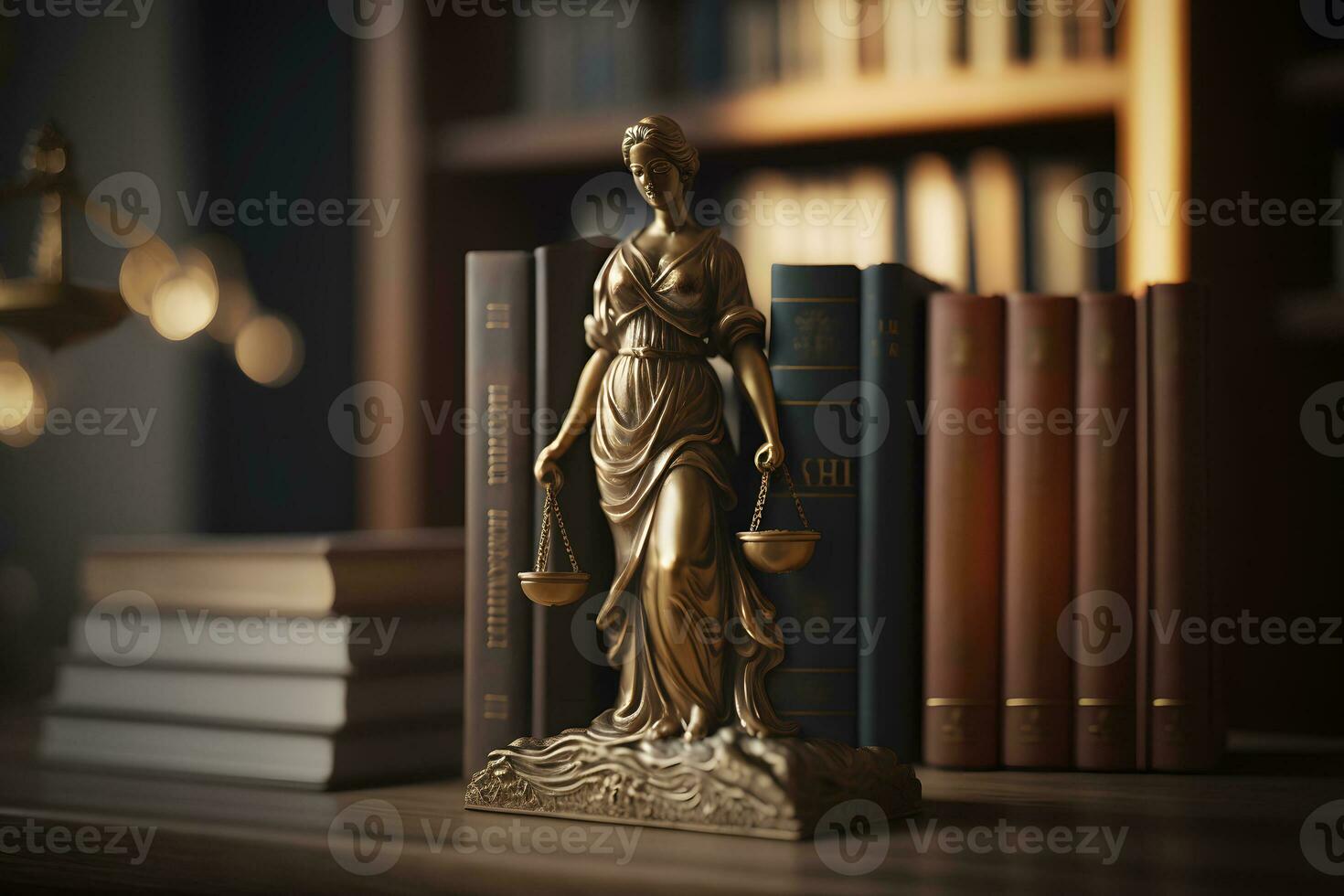 Sculptures of Themis, a symbol of justice in judge or lawyer interior. Neural network generated art photo
