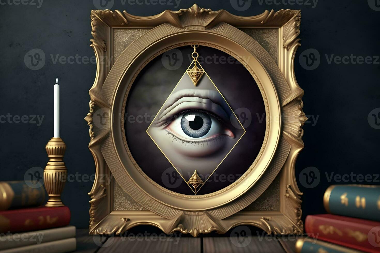 el todo lo ve ojo, o radiante delta, es un masónico símbolo. neural red ai generado foto