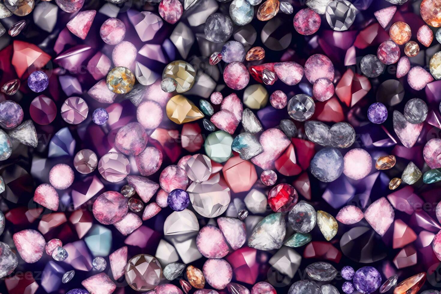 Many small ruby and diamond stones, luxury background. Neural network AI generated photo