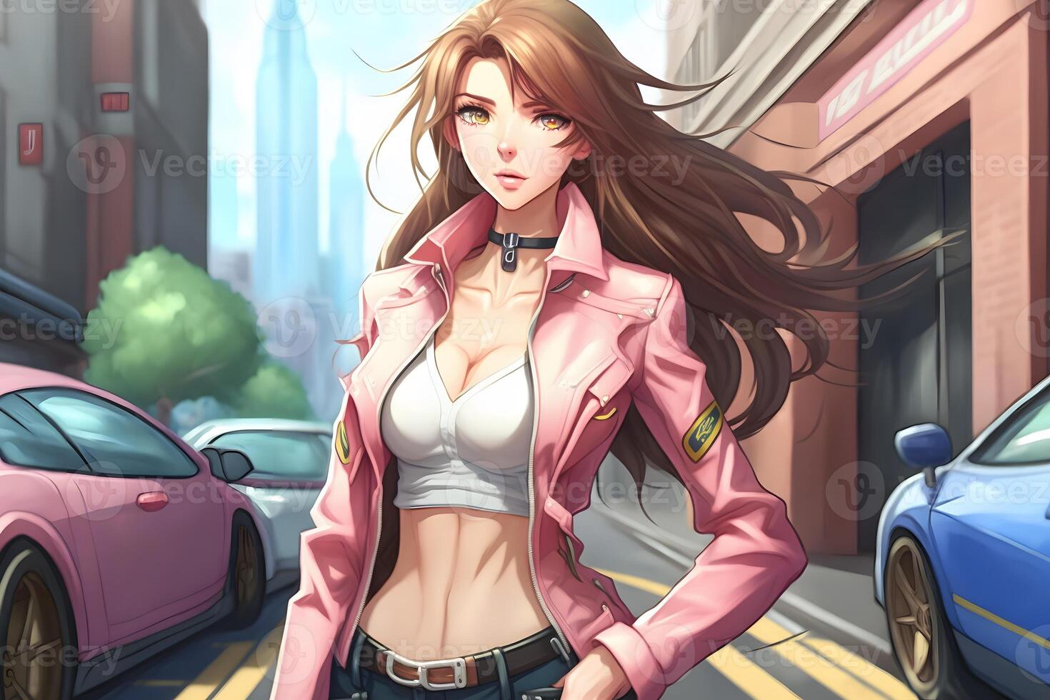 futuristic anime style girl. Neural network AI generated photo