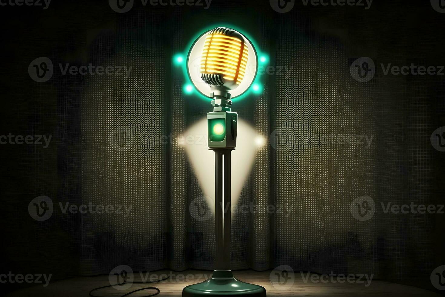 Retro microphone. Dynamic microphone. Neural network AI generated photo