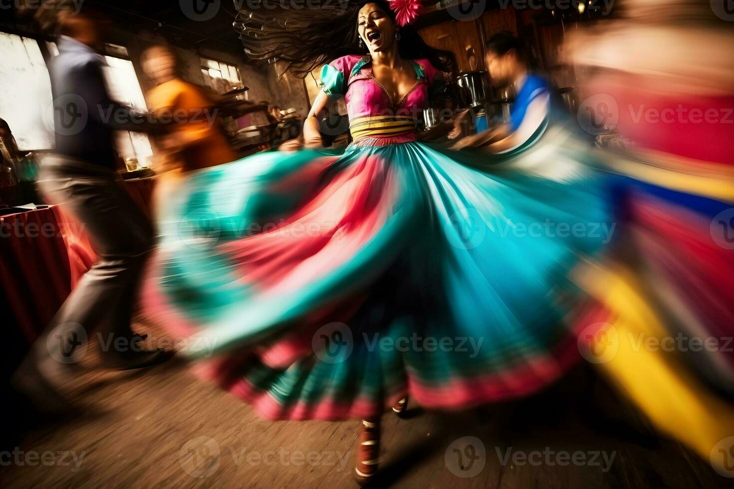 Dancer Participates at the Cinco De Mayo festival in motion. Neural network AI generated photo