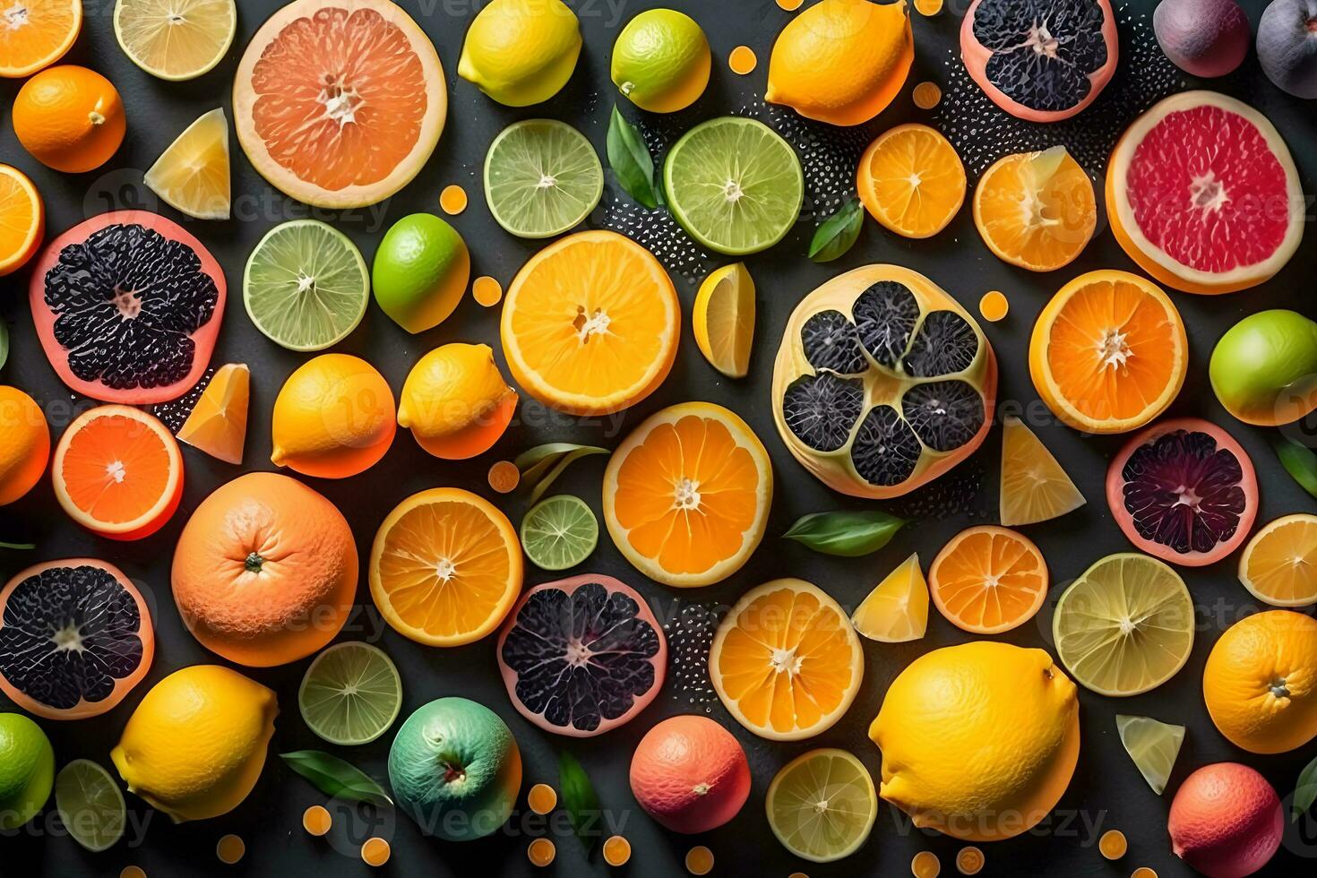 Fruit colorful background. Neural network AI generated photo