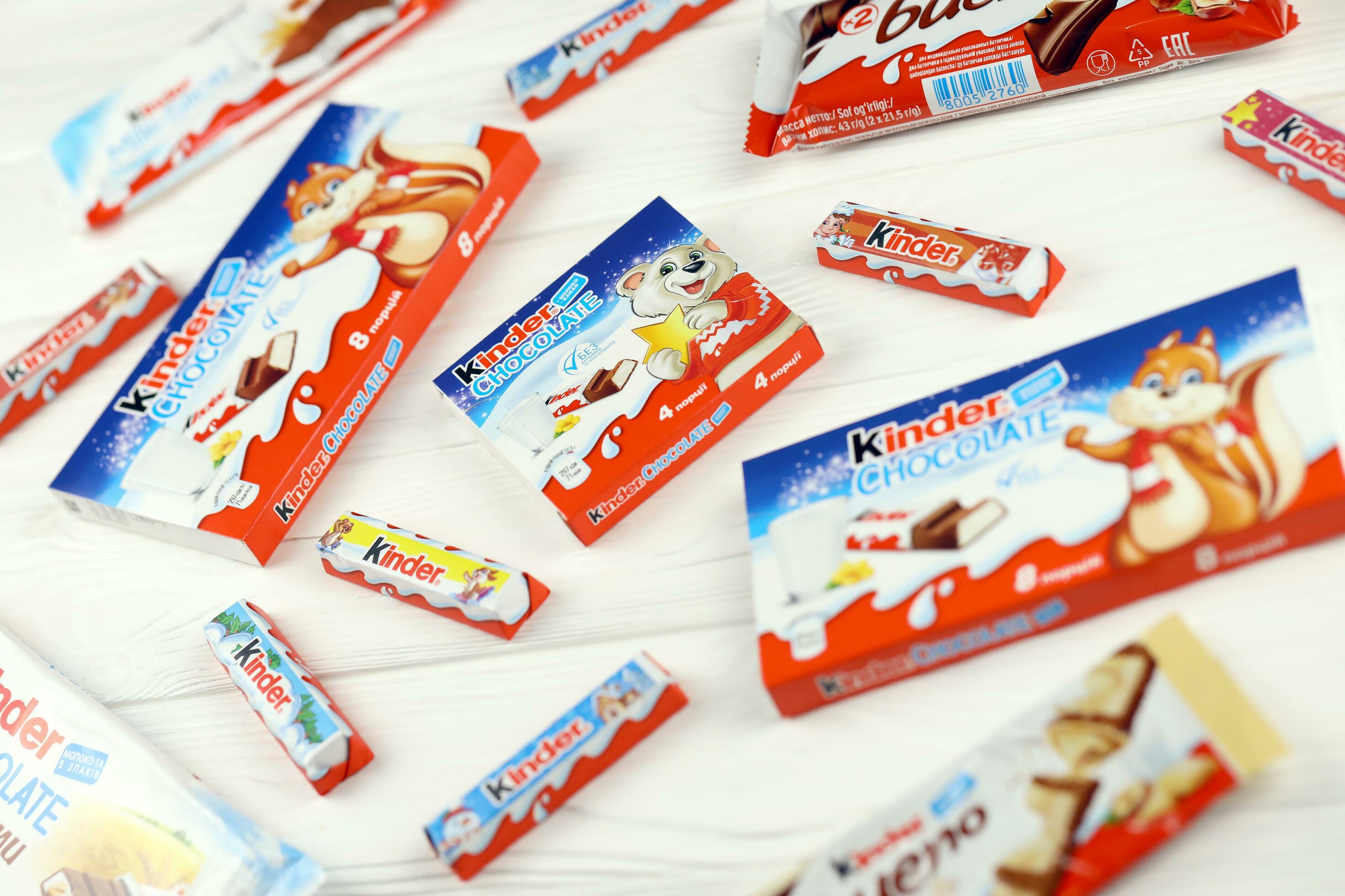 Kinder Ferrero Chocolates. Kinder is a brand of products made in