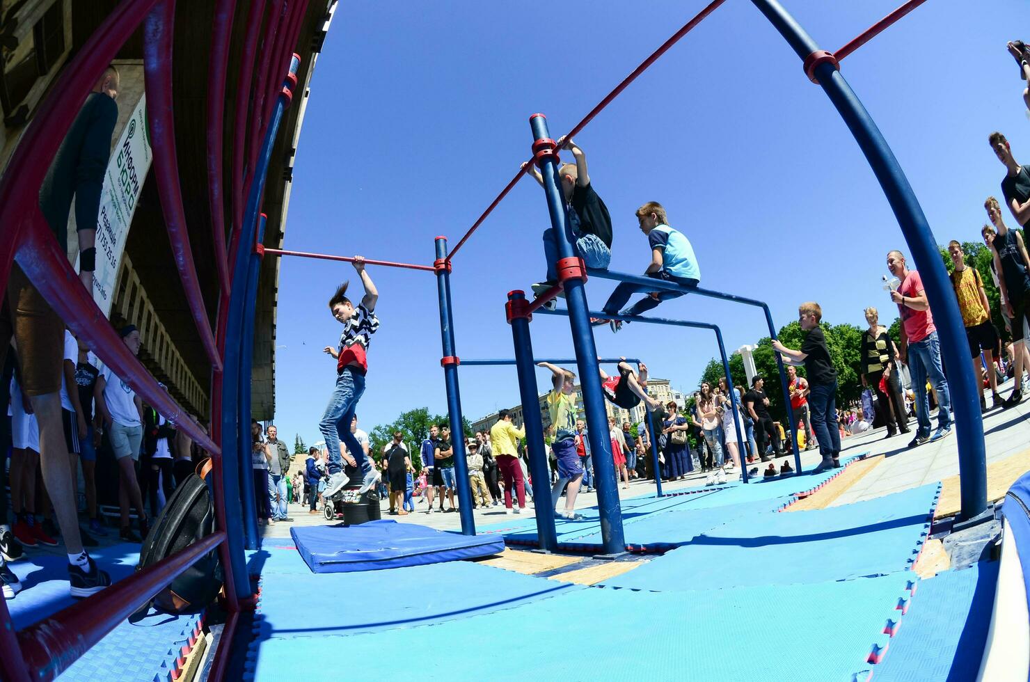 KHARKIV, UKRAINE - 27 MAY, 2018 Street workout show during the annual festival of street cultures photo