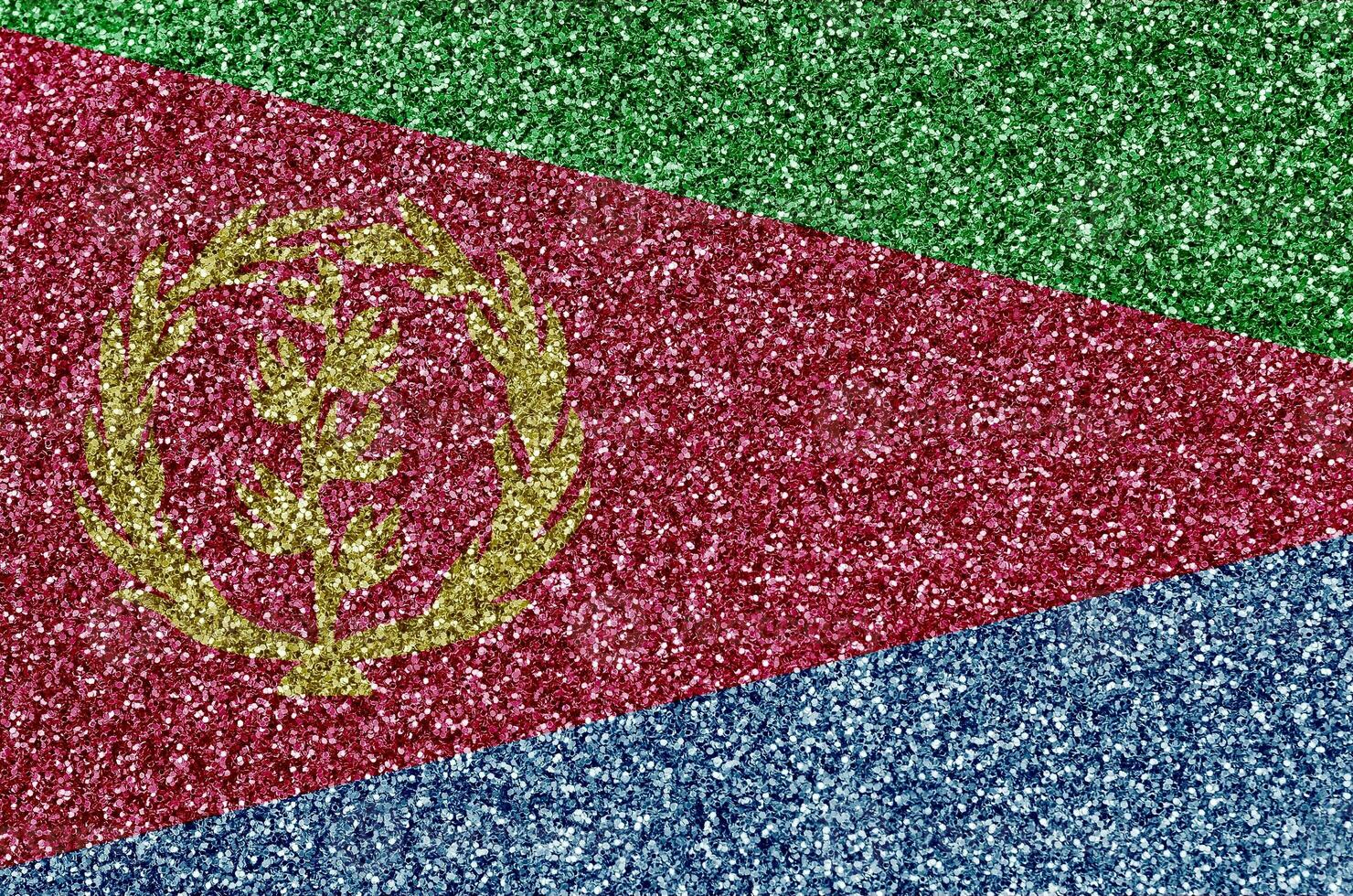 Eritrea flag depicted on many small shiny sequins. Colorful festival background for party photo